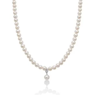 Miluna Necklace with Pearls and Diamonds in 18kt Gold
