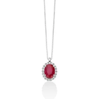 Miluna Ruby and Diamond Necklace in 18kt White Gold