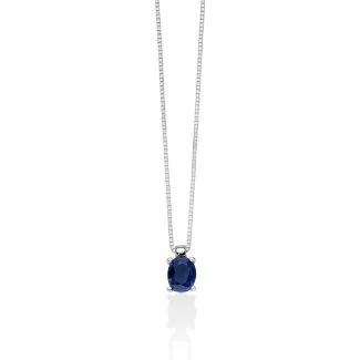 Miluna Blue Sapphire Necklace in 18kt White Gold