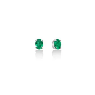 Miluna Emerald Earrings in White Gold