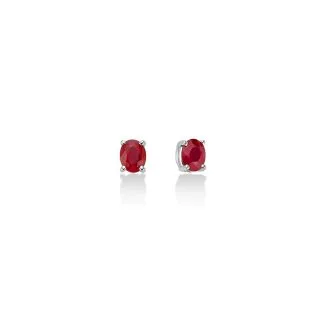 Miluna Earrings with Natural Rubies in 18kt White Gold