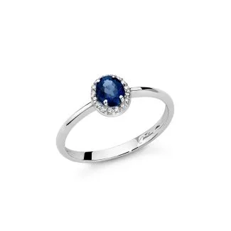 Miluna Blue Sapphire and Diamond Ring 18kt Gold