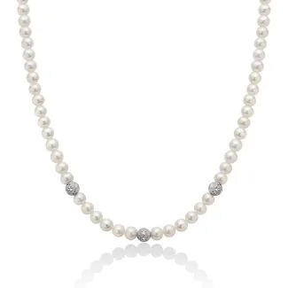 Miluna Fresh Water Pearl Necklace with 18kt Gold Centre