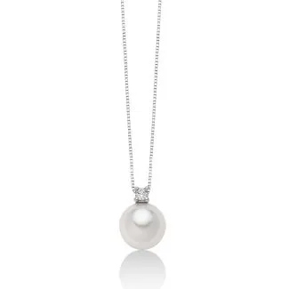 Miluna Necklace with Akoya Pearl and Diamond in 18kt Gold