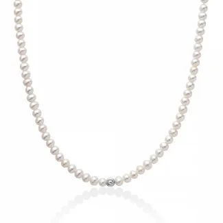 Miluna Necklace with Freshwater Pearls and 18kt Gold Sphere