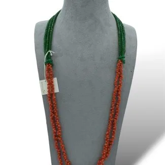 Necklace in Mediterranean Coral and Green Agate, Patricia Oro