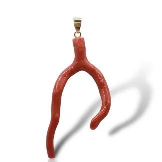 Sciacca Coral Branch Pendant in 18kt Gold