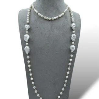 Freshwater Pearl and Golden Hematite Necklace