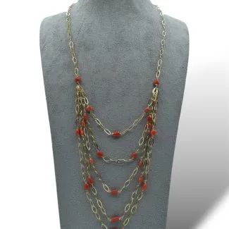 18kt Gold Necklace with Sciacca Coral