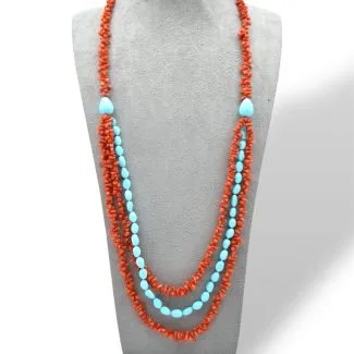 Sciacca Coral and Turquoise Paste Necklace by Patricia Oro