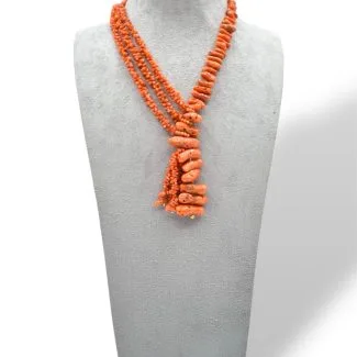 Women's Sciacca Coral Necklace with 925 Sterling Silver Clasp