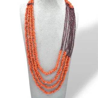 Necklace in Sciacca Coral and Garnet