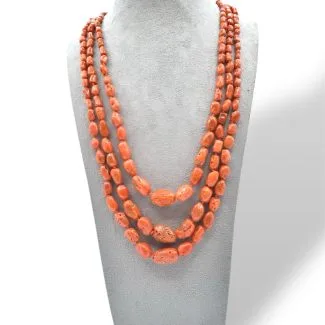 Sciacca Coral 3-Strand Gold Necklace
