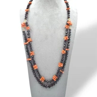 Sciacca Coral and Garnet Necklace 80 cm