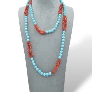 Sciacca Coral & Turquoise Necklace with Beads