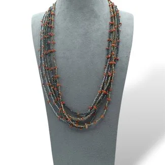 Patricia Oro Women's Coral and Hematite Necklace