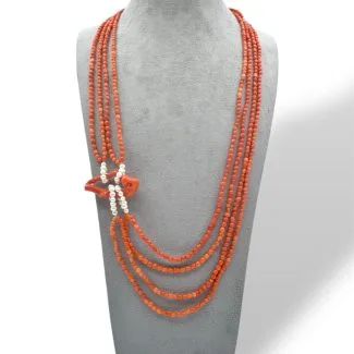 4-Strand Sciacca Coral and Pearl Necklace
