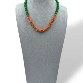 Sciacca Coral and Green Agate Necklace by Patricia Oro Creations