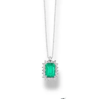 Miluna Gioielli Emerald and Diamond Necklace in 18kt Gold