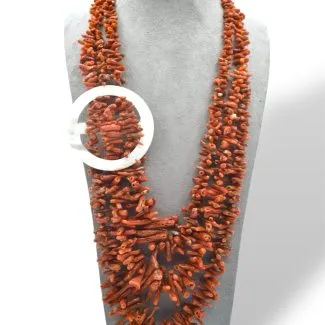 Women's Sciacca Coral Necklace with Mother of Pearl Medallion