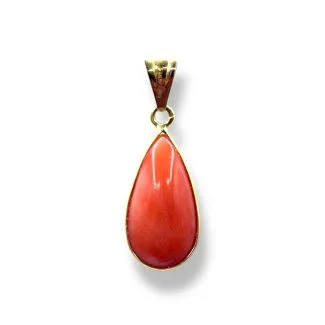 Sciacca Coral Drop Pendant in 18kt Gold