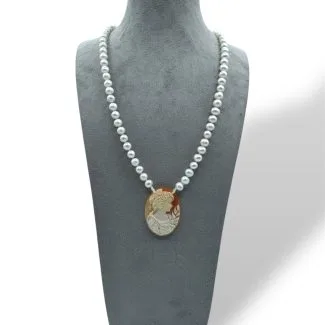 Fresh Water Pearl and Cameo Choker, 50 cm