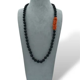 Patricia Oro Creations Onyx and Coral Necklace