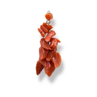 Sciacca Coral Fruit and Flowers Pendant, 14k Gold