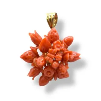 Sciacca Coral Fruit and Flower Pendant in 925 Sterling Silver