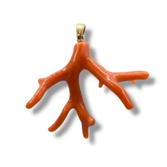 Sciacca Coral Branch Pendant, Gold