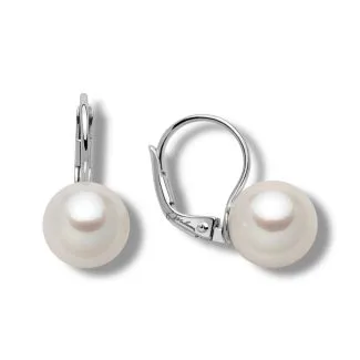 Miluna Leverback Earrings with Oriental Pearls in 18kt White Gold