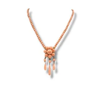 Women's Sciacca Coral Button Necklace with Gold