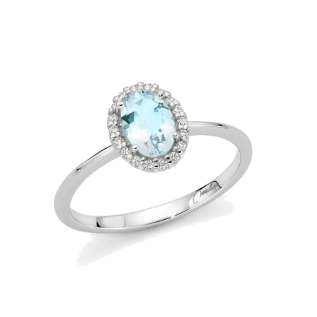 Anello Miluna Acquamarina e Diamanti in Oro 750