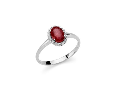 Anello Miluna con Rubino e Diamanti Oro Bianco