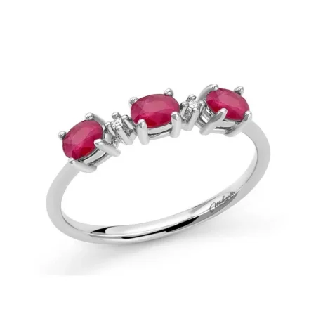 Anello Miluna Gemme Preziose Rubini Ovale e Diamanti Oro 9kt