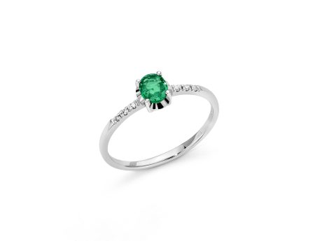 Anello Miluna Smeraldo e Diamanti in Oro Bianco 18kt