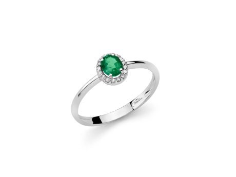 Anello Miluna con Smeraldo e Diamanti in Oro Bianco 18kt