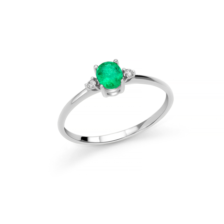 Anello Miluna Smeraldo e Diamanti in Oro 18 Carati