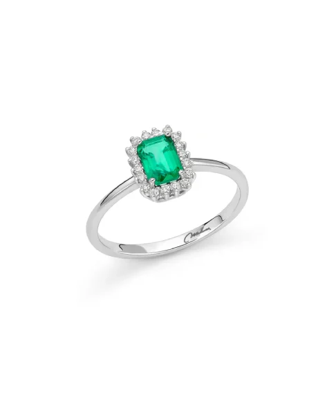 Anello Miluna con Smeraldo e Diamanti