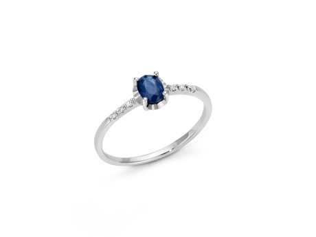Anello Miluna con Zaffiro Blu e Diamanti Oro Bianco 18kt