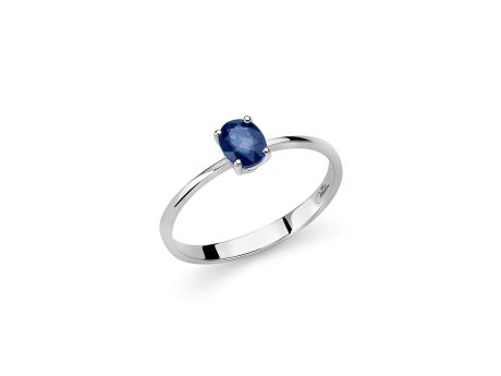 Anello Miluna Zaffiro Blu Ovale Oro 18 Carati