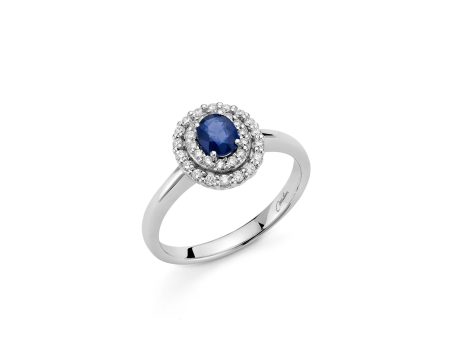 Anello Miluna con Zaffiro e Diamanti in Oro 18kt