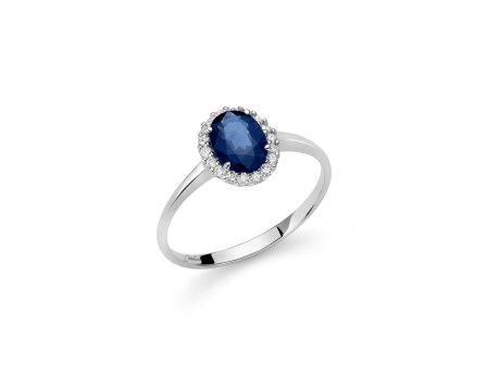 Anello Miluna con Zaffiro e Diamanti in Oro Bianco 18kt