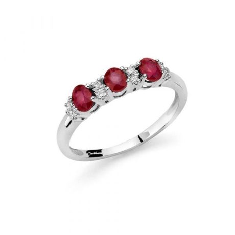 Anello Trilogy Miluna con Rubini e Diamanti Oro 750