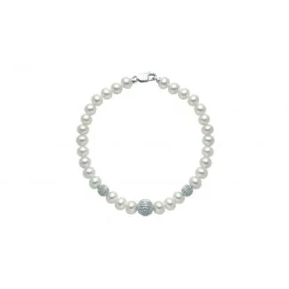 Miluna Freshwater Pearl Bracelet with 18kt Gold and Diamond Centre