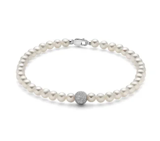 Bracciale Miluna Boule e Fantasia con perle e oro bianco 18kt: un gioiello di lusso per un'eleganza senza tempo.