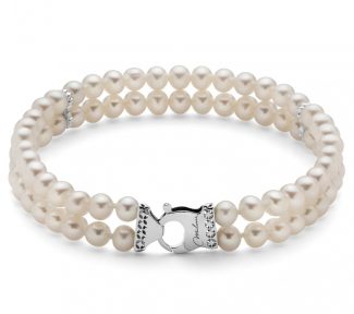 Bracciale Miluna doppio filo con perle e distanziali in oro 18k: un gioiello di lusso per un'eleganza senza tempo.