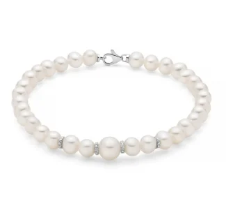 Bracciale Miluna di perle e diamanti, un gioiello di lusso che incarna eleganza e raffinatezza.