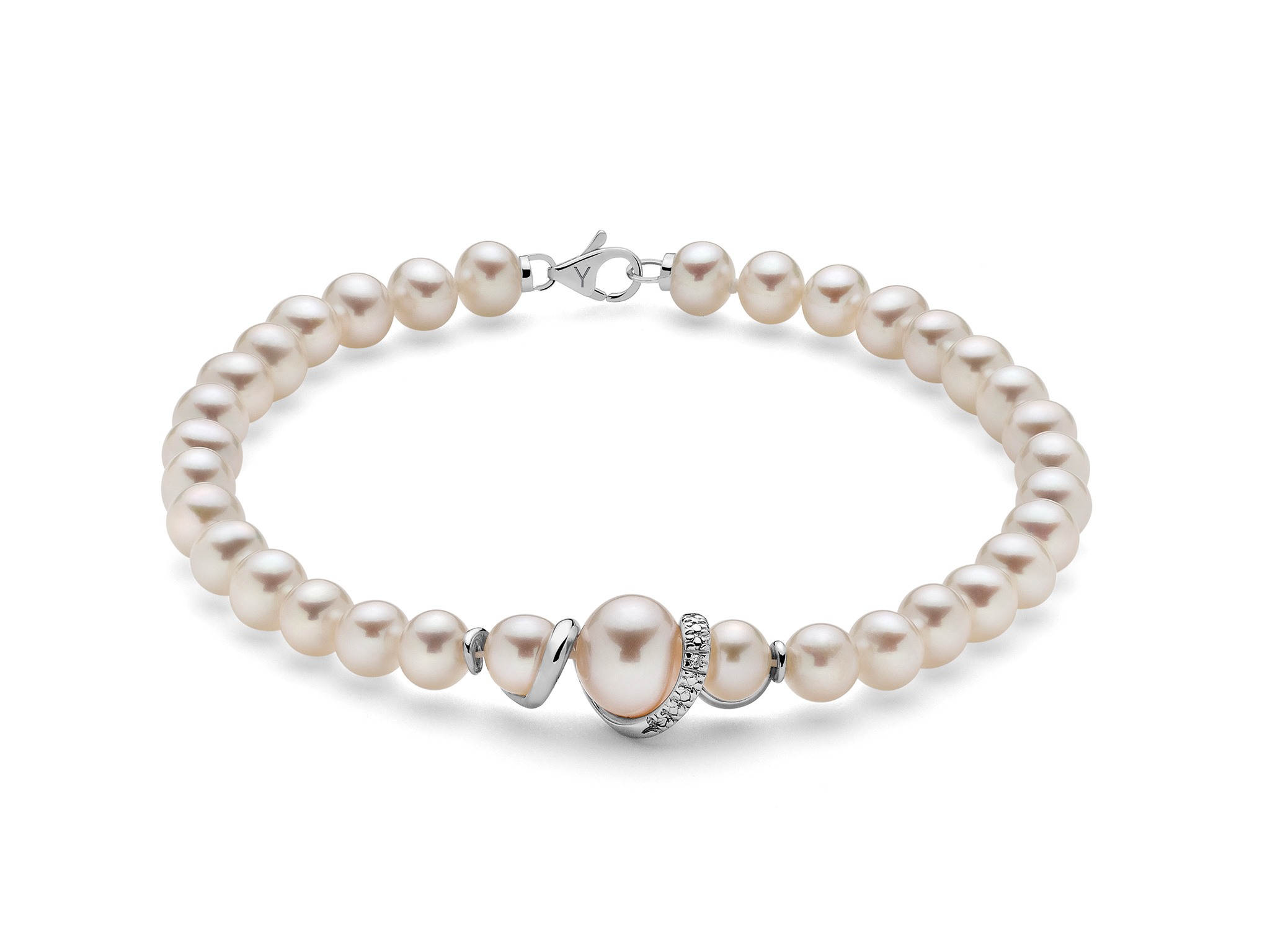 Bracciale Miluna Gioielli con Perle Oriente, Oro e Diamanti: un gioiello di lusso con perle preziose per un'eleganza senza tempo.