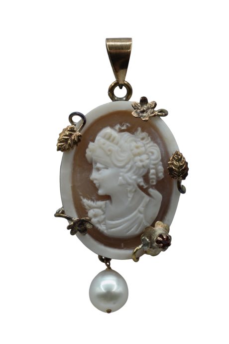 Ciondolo Cammeo Ovale in Argento 925 con Perla Barocca